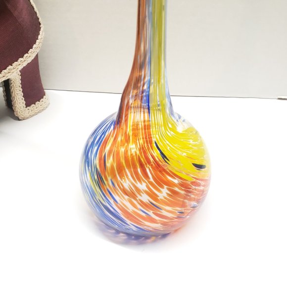 Red Blue & Yellow Swirl Hand Blown Table Decor - Picture 7 of 12